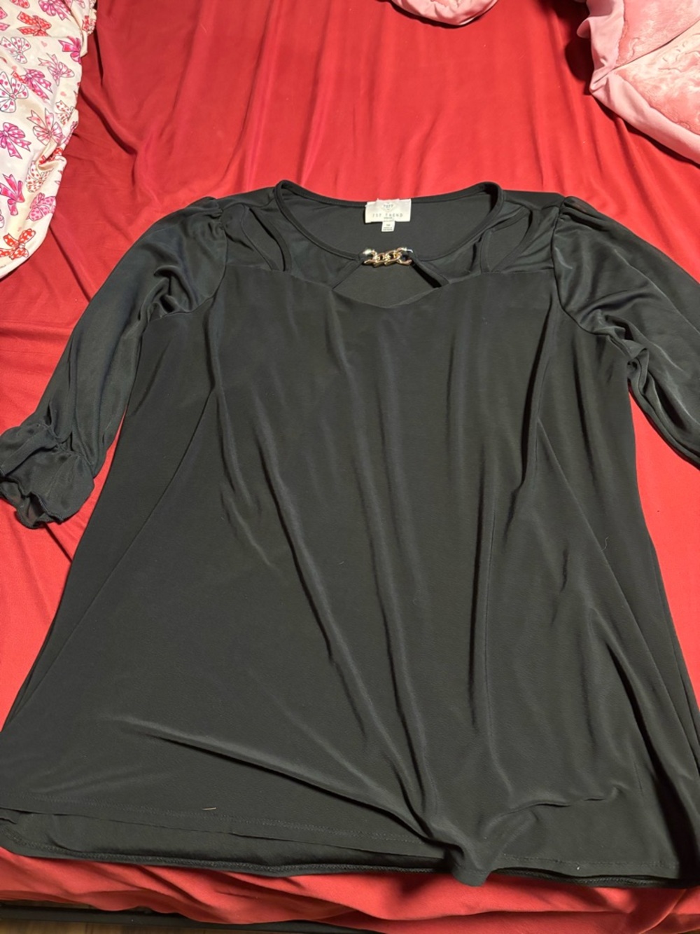 Black Women's Chain-Accent Top